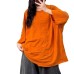 Spring New Casual Versatile Ribbed Collar Bamboo Cotton Oversized Batwing Sleeve Loose Slim Trendy Top