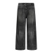 Washed and ground white distressed jeans