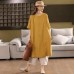 Vintage Linen Dress with Belt Loose Fit Pullover Midi Dress for Women