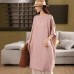 Vintage Linen Dress with Belt Loose Fit Pullover Midi Dress for Women