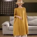 Vintage Linen Dress with Belt Loose Fit Pullover Midi Dress for Women