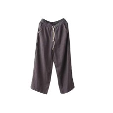 Summer New Heavy Sand-Washed Linen Straight Pants Retro Belted Elastic Waist Slimming Casual Trousers Literary Loose Fit Summer New Heavy Sand-Washed Linen Straight Pants Retro Belted Elastic Waist Slimming Casual Trousers Literary Loose Fit