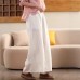 Vintage Versatile Double Layer Hemp Wide Leg Pants Elastic Waist Loose Straight Trousers Casual Long Pants