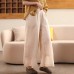 Vintage Versatile Double Layer Hemp Wide Leg Pants Elastic Waist Loose Straight Trousers Casual Long Pants