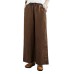 Summer New Literary Versatile Linen Straight Leg Pants Elastic Waist Solid Color Belted Loose Nine-Point Pants Women
