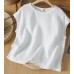 High-quality Hemp Solid Color Short Sleeve T-Shirt Literary Retro Loose Casual Versatile Top