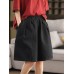 Summer New Vintage Cotton Short Elastic Waist Wide Leg Pants Solid Color Loose Beach Trousers Casual Pants for Women