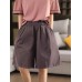 Summer New Vintage Cotton Short Elastic Waist Wide Leg Pants Solid Color Loose Beach Trousers Casual Pants for Women