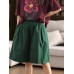 Summer New Vintage Cotton Short Elastic Waist Wide Leg Pants Solid Color Loose Beach Trousers Casual Pants for Women
