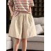 Summer New Vintage Cotton Short Elastic Waist Wide Leg Pants Solid Color Loose Beach Trousers Casual Pants for Women