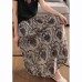 Vintage Color Washed Printed Tencel Ramie Skirt with Elastic Waist, Slimming Mid-Length Dress
