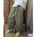 Summer New Heavy Sand-Washed Linen Vintage Color Loose Trousers Slim Literary Flare Pants Harem Pants