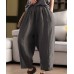 Summer New Heavy Sand-Washed Linen Vintage Color Loose Trousers Slim Literary Flare Pants Harem Pants