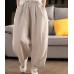 Summer New Heavy Sand-Washed Linen Vintage Color Loose Trousers Slim Literary Flare Pants Harem Pants