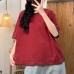 Casual Versatile Simple Colorblock Collar Knitted Cotton Crew Neck Short Sleeve Top Women