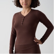 Cotton Jersey Button Long Sleeve Casual Top