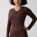Cotton Jersey Button Long Sleeve Casual Top