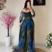 Women's Online Mesh Colored Printed Sexy Dress