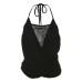 Hanging neck tie solid color lace sleeveless waist cinching versatile casual top Hanging neck tie solid color lace sleeveless waist cinching versatile casual top