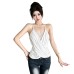 Hanging neck tie solid color lace sleeveless waist cinching versatile casual top Hanging neck tie solid color lace sleeveless waist cinching versatile casual top