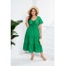 V-neck High-Waist Long Dress Short Sleeve Plus Size Dress