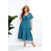 V-neck High-Waist Long Dress Short Sleeve Plus Size Dress