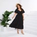 V-neck High-Waist Long Dress Short Sleeve Plus Size Dress