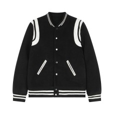 Color blocking spliced wool baseball jersey