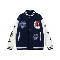 Color blocked patchwork towel embroidered cotton baseball jersey
