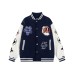 Color blocked patchwork towel embroidered cotton baseball jersey