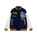 Alphabet flocking embroidered PU leather patchwork baseball jersey