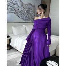 Sexy Off-the-Shoulder Pleated Evening Dress for Women