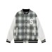 Embroidered plaid cotton baseball jacket with letters
