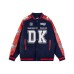 PU leather patchwork contrasting baseball jacket