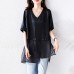 Plus Size Women's Mid-Length Spliced Short Sleeve Simple Loose Elegant Versatile Top