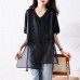 Plus Size Women's Mid-Length Spliced Short Sleeve Simple Loose Elegant Versatile Top