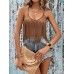 Women's Tassel Strap Fitted V-Neck Solid Color