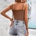 Women's Tassel Strap Fitted V-Neck Solid Color