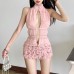 Hollow neck strap solid color versatile top
