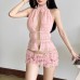 Hollow neck strap solid color versatile top