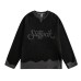 Hollow out damaged mesh spliced sweatshirt sweatshirt