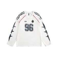 V-neck baseball shirt retro printed sweatshirt