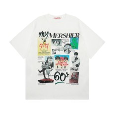 Retro loose creative printed men's and women's short sleeves