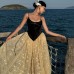 Seaside vacation sexy patchwork temperament camisole dress for women