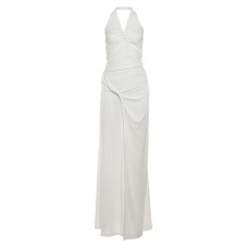 Hanging neck slim fit V-neck sleeveless backless solid color hip hugging jumpsuit for women