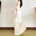 Hanging neck slim fit V-neck sleeveless backless solid color hip hugging jumpsuit for women