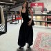 Solid color neck hanging sleeveless backless waist cinching slim fit versatile top with temperament