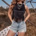 Spicy Girl Design Tassel Slim Strapless Crop Spicy Girl Design Tassel Slim Strapless Crop