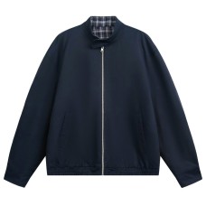 Plaid jacket men's loose standing collar jacket