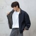 Plaid jacket men's loose standing collar jacket